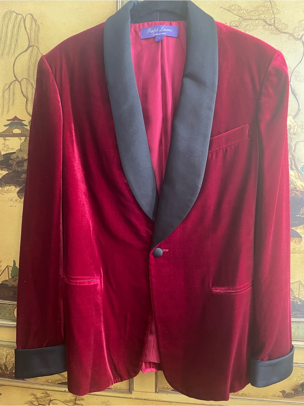 RALPH LAUREN COLLECTION PURPLE LABEL CYRENE RED VELVET TUXEDO JACKET BLAZER 4 6